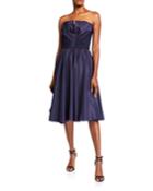 Taffeta Bustier Full-skirt Cocktail Dress