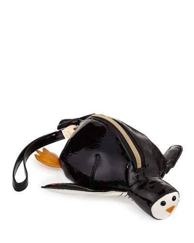 Penguin Faux-leather Wristlet, Black