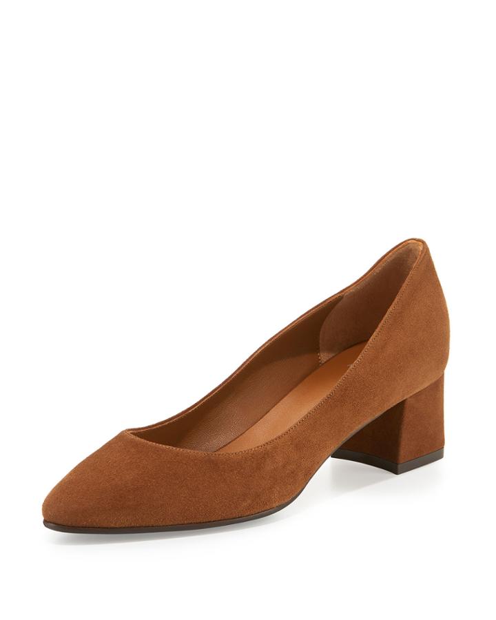 Pheobe Weatherproof Suede Block-heel Pump