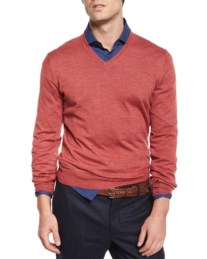 Fine-gauge V-neck