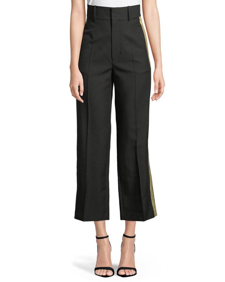 Shifted Cropped Side-stripe Canvas Tux Pants