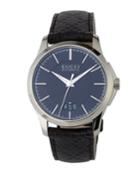 38mm Automatic Date Watch W/leather, Gray/black