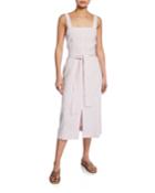 Belted Wide-strap Dress With
