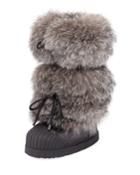 Venus Fur-trim Moon Boot, Charcoal
