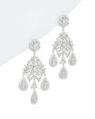 18k White Gold Diamond Flower Chandelier Earrings