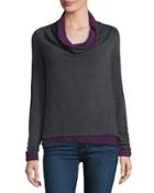 Cowl-neck Long Sleeve Top, Charcoal