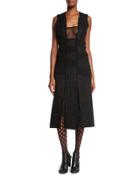 Sleeveless Textured-panel Dress, Black