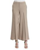 Beatriz Wide-leg Cropped Pants, Taupe