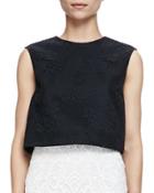 Sleeveless Floral Mesh Crop