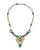 Opal & Emerald Necklace W/ Diamonds