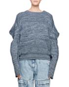 Puffy-shoulder Long-sleeve Marled Yarn
