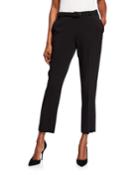 Belted Slim-leg Cropped Pants