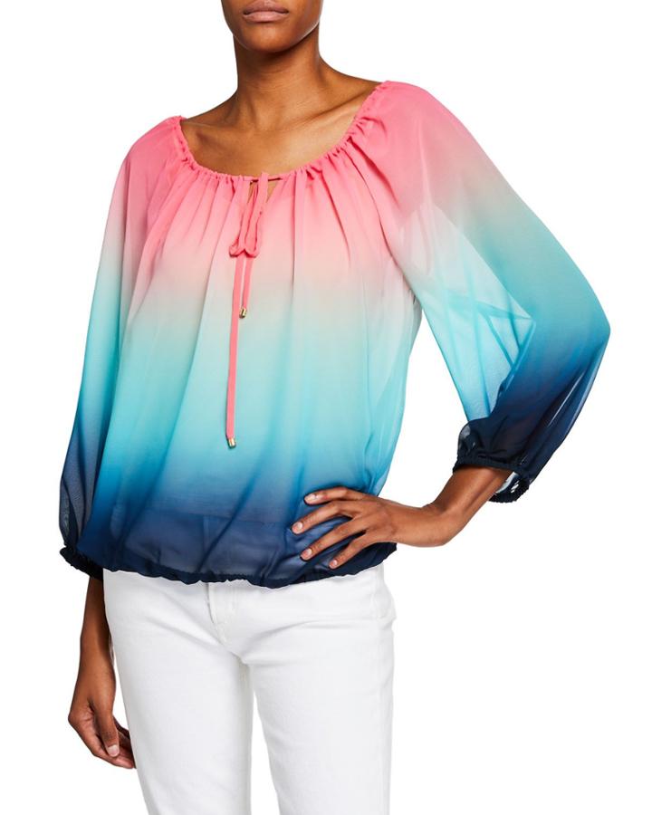Traveller Ombre Tie-neck Peasant Top