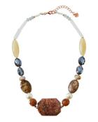 Chunky Beaded Stone Necklace In Nude