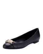 Leather Ballerina Flat With