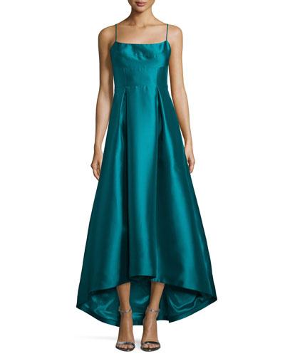 Adashi Sleeveless High-low Gown, Green