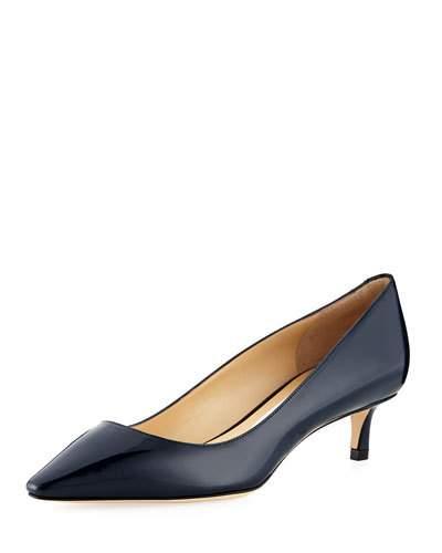 Romy Patent Kitten-heel Pump, Navy