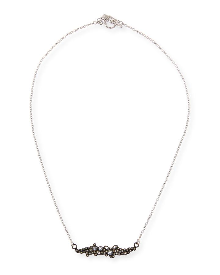 New World Diamond & White Sapphire Cluster Bar Necklace