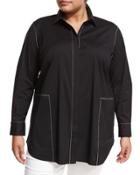 Carlise Long-sleeve Button-front Blouse,