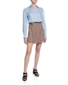 Mixed Media Shirt Dress With Wrap