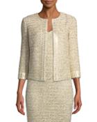 Gilded Eyelash Knit Jacket With Hand-beaded Trim