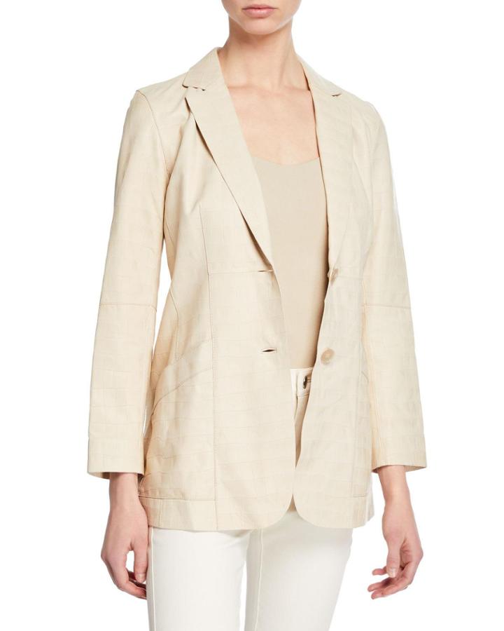 Boston Button-front Etched Croco Lambskin