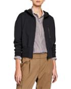 Short-bodied Zip-front Hoodie Jacket