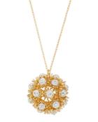 Dandelion Crystal Fireball Long Pendant Necklace
