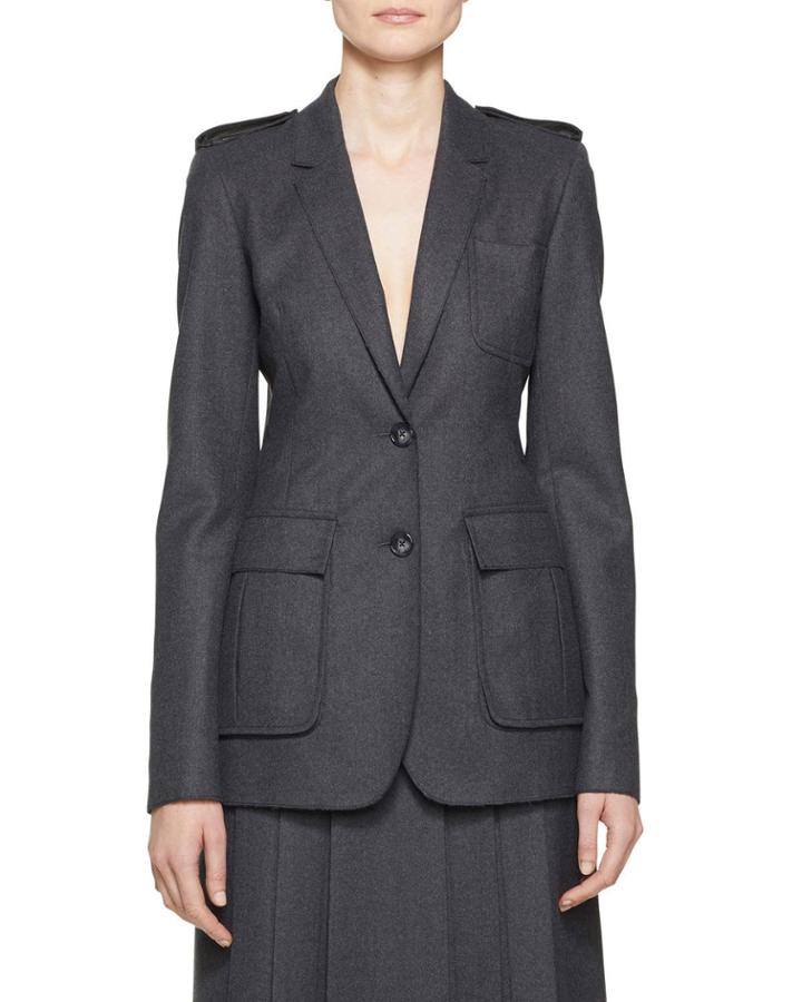Wesley Merino Wool Epaulette-shoulder Blazer