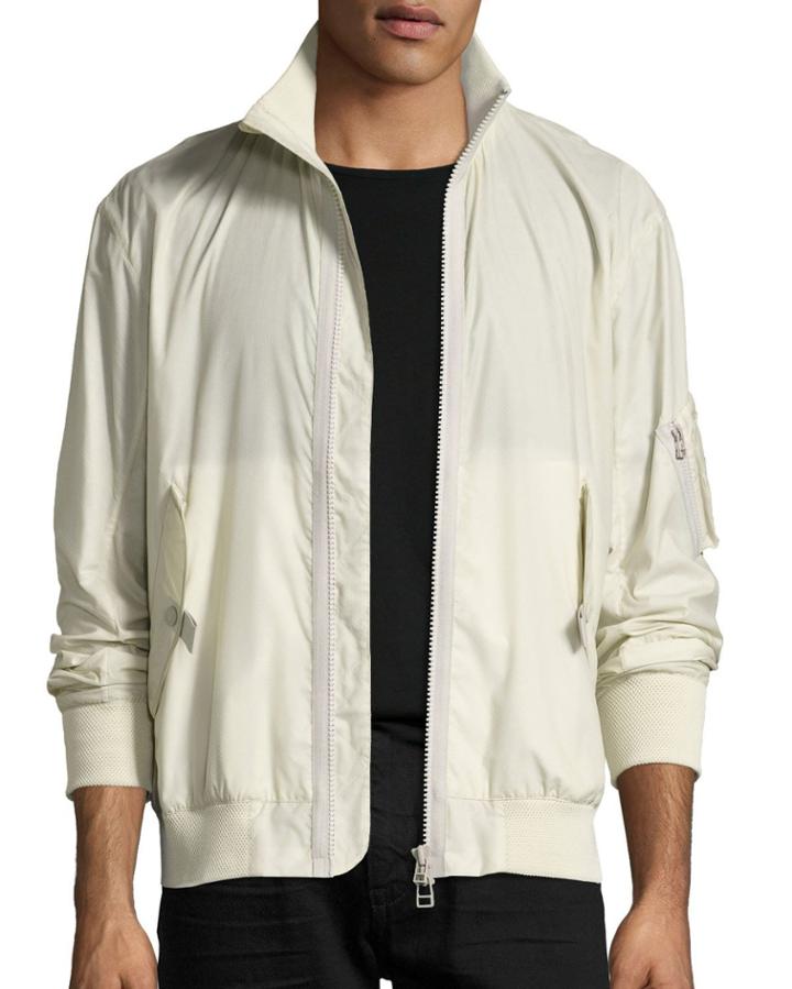 Translucent Tech Bomber Jacket, Beige