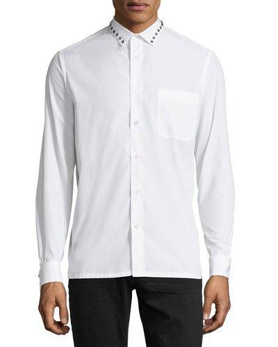 Studded-collar Cotton