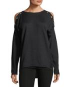 Long-sleeve Cold-shoulder Grommet Tee