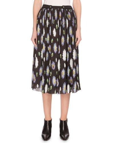 Pompom-print Crinkled Chiffon Midi