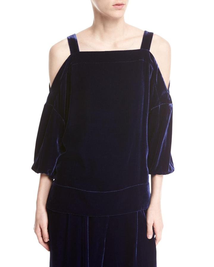 Velvet Cold-shoulder Top