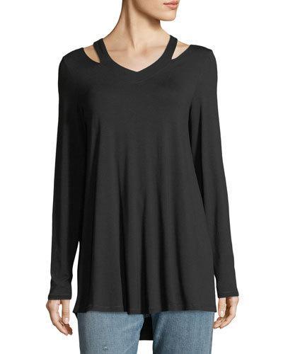 Shoulder-cutout Jersey Tunic