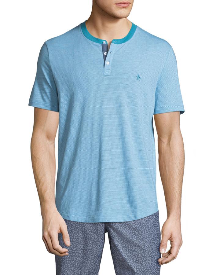 Men's Jacquard-stripe Henley T-shirt