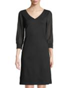Sheer 3/4-sleeve V-neck Punto