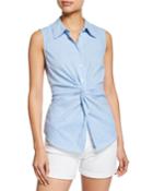 Gingham Sleeveless Knot-front Top