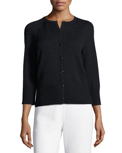 3/4-sleeve Santana Knit Cardigan, Black