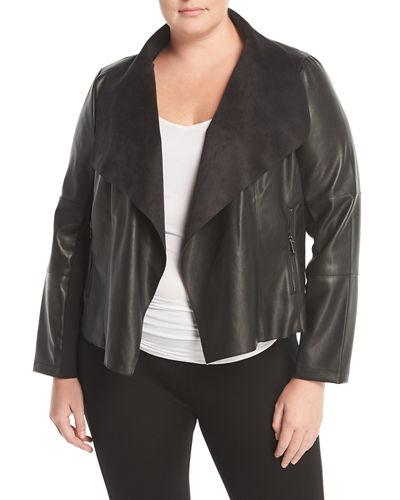 Draped Faux-leather Jacket,