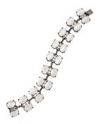 Quartz, Moonstone & Diamond Link Station Bracelet