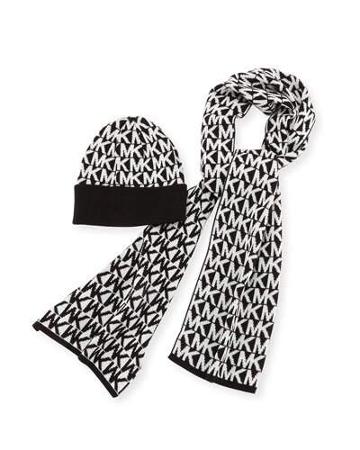 Mk Logo Scarf & Beanie Hat