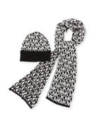 Mk Logo Scarf & Beanie Hat