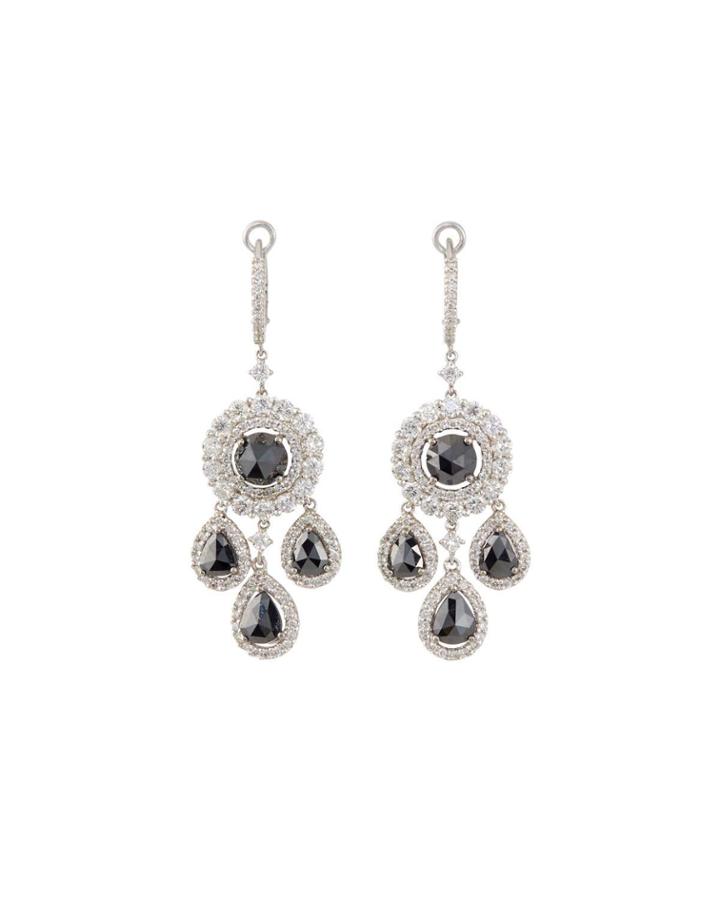 18k White Gold 2-tone Diamond Dangle Earrings