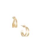 14k Gold Double Flat Huggie Hoop Earrings