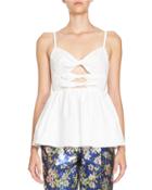 Triple-bow Peplum Tank, White