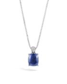 Classic Chain Blue Sapphire & Diamond Pave Pendant Necklace