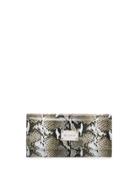 Python-embossed Leather Wallet, Gray