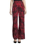 Pleat-front Lace Wide-leg Pants