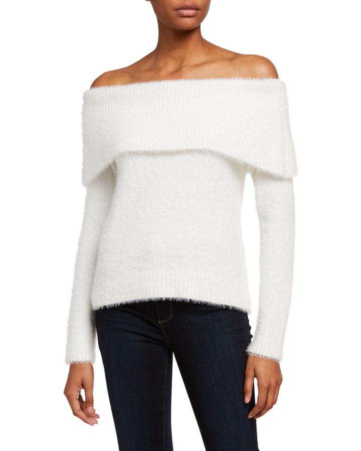 Fuzzy Yarn Off-the-shoulder